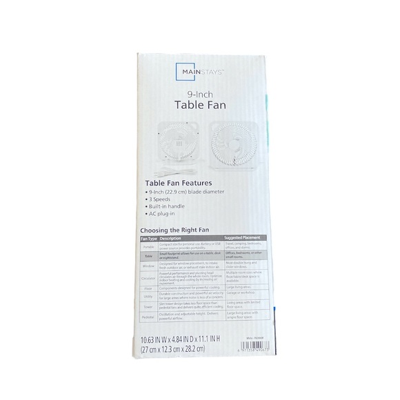 Mainstay Table Fan With Built In Handle - Picture 5 of 9